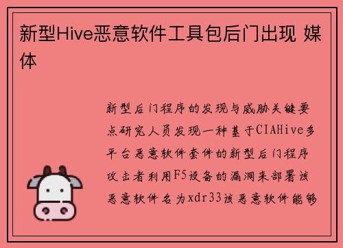 新型Hive恶意软件工具包后门出现 媒体